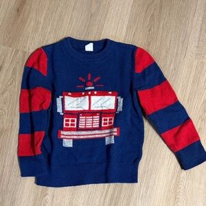GAP Red and Blue Fire Truck Sweater